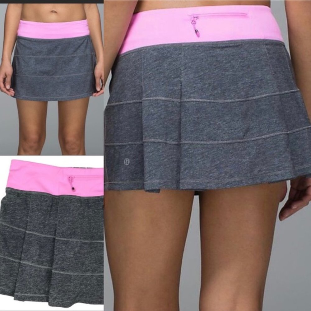 Lululemon Pace Rival ll Skirt Grey pink sz 6 tennis golf pickleball - Picture 1 of 6